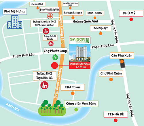 Vị trí dự án Sài Gòn South Plaza đường 15B Nguyễn Lương Bằng Quận 7